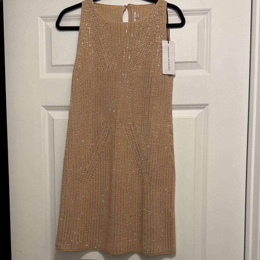 Ermanno Scervino Glittering Tan Mini Dress